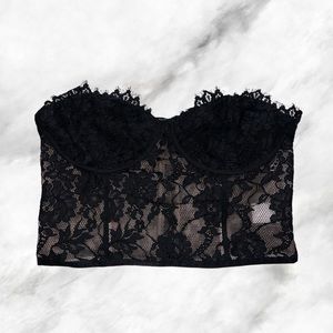 Allover lace strapless corset tube top